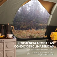 Outsunny Tenda de Campismo para 2-3 Pessoas Dobrável com Bolsa de Transporte Fácil Instalação 205x275x135 cm Laranja e Cinza(m-5)