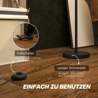 HOMCOM Stehlampe, zweifarbiger Lampenschirm, Fußschalter, Metall, Schwarz(m-5)
