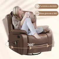 HOMCOM Poltrona Relax Reclinabile con 8 Punti Massaggianti, Riscaldanti e Poggiapiedi, 97x92X104 cm, Marrone(m-6)