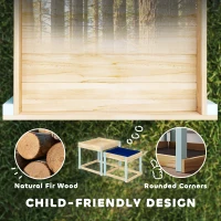 AIYAPLAY 2 PCS Wooden Outdoor Sand and Water Play Tables with Bottom Liner for Kids Aged 3-8 Years Old, Natural Wood Finish(m-6)