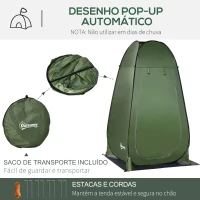 Outsunny Tenda de Duche Tenda de Privacidade Portátil com 1 Gancho Bolso Bolsa de Transporte e UV20+ 126x124x189 cm Verde(m-5)