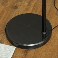 HOMCOM Staande Lamp met Henneptouw Lampenkap, In Hoogte Verstelbaar, Voetschakelaar, Metaal, Zwart(m-9)