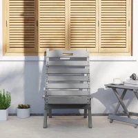Outsunny Cadeira de Jardim em Madeira com Desenho de Ripas e Encosto Inclinado Carga 120 kg 78x48x76 cm Cinzento(m-2)