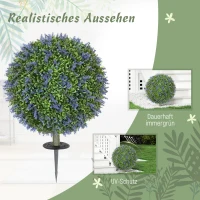 HOMCOM 2-delig Kunstplanten Set, Kunstmatige Lavendelbomen, Grondspiezen, UV-bestendig(m-6)