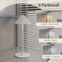 HOMCOM LED-Tafellamp met USB-Kabel, Touch-Schakelaar, Metaal, Oplaadbaar, Wit(m-4)