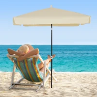 Outsunny Umbrela de Gradina cu acoperis patrata Rglabila si Portabila, Crem 2x2m(m-11)