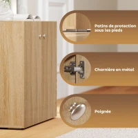 HOMCOM Buffet Commode Placard Meuble de Rangement dossiers pour Salon, Bureau, Salle à manger avec 2 Portes et étagères en Bois chêne Clair(m-6)