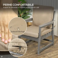 Outsunny Set Mobilier de Terasă din 4 Piese, Set Canapea Dublă, 2 Scaune și Măsuță de Cafea, 65x70x80 cm, Gri(m-5)