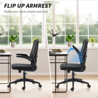 Vinsetto Mesh Back Office Chair, with Flip-Up Arms - Black(m-5)