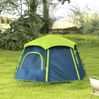 Outsunny Tenda de Campismo para 2-3 Pessoas Dobrável com Fácil Instalação e Bolsa de Transporte 280x240x155 cm Azul e Verde(m-9)