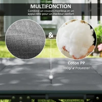 Outsunny Lit de camp pliable 1 personne pour adultes avec coussin et appui-tête, poche latérale, charge jusqu'à 150 kg, gris(m-5)