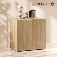 HOMCOM Mobiletto Multiuso a 2 Ante, Mobiletto Soggiorno o Ufficio in Legno con Maniglie in Alluminio, 70x39x70cm(m-3)