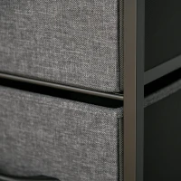 HOMCOM Commode chambre meuble de rangement 4 tiroirs en tissu pliables avec étagères ouvertes et cadre en métal, gris foncé(m-8)
