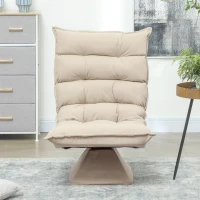 HOMCOM Fauteuil relax fauteuil salon design capitonné inclinaison dossier réglable pivotant 360° revêtement lin beige(m-7)