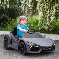 AIYAPLAY Coche Eléctrico para Niños de +3 Años Lamborghini Revuelto con Mando a Distancia Faros LED Bocina Música Gris(m-2)