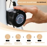 SPORTNOW Vélo d'appartement pliant, silencieux avec résistance magnétique à 8 niveaux, siège réglable, écran LCD, blanc(m-5)