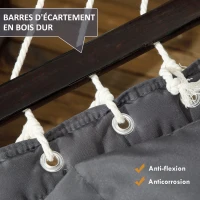 Outsunny Hamac sur pied, hamac avec support en acier, oreiller, barres d'écartement, 368 x 140 x 110 cm, gris foncé(m-8)