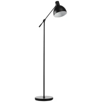 HOMCOM Lampadaire sur pied salon 40 W hauteur réglable, abat-jour et bras orientable, interrupteur à pied, culot E27, noir(m-1)