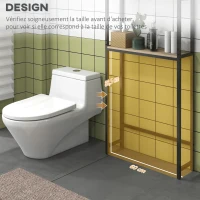 kleankin Étagère de toilettes meuble de salle de bain dessus toilette WC avec placard 2 portes et étagère ouverte(m-5)