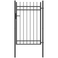 Outsunny Galvanised Steel Garden Gate, Outdoor Fence Gate Security Barrier with Lock, Keys and Handle, Outdoor Entrance Way Door with Classic Finials, 105 x 204 cm, Black(m-10)