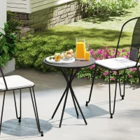 Outsunny Table de jardin ronde Ø 60 cm, table de terrasse cadre en acier, charge de 50 kg, pour intérieur et extérieur, noir(m-2)