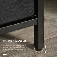 HOMCOM Commode chambre meuble de rangement 4 tiroirs en tissu pliables avec étagères ouvertes et cadre en métal, gris foncé(m-7)