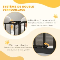 PawHut Barrière de sécurité animaux porte fermeture automatique système de double verrouillage sans perçage 1 extension noir(m-4)