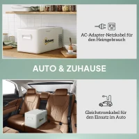 Outsunny 16,8 Liter Camping-Kühlschrank, Autokühlschrank, Kühlbox mit LED Anzeige, AC- und DC-Adapter, leiser Betrieb, Cremeweiß(m-5)