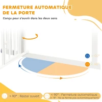 PawHut Barrière de sécurité animaux de 104,1H cm avec porte fermeture automatique système de double verrouillage blanc(m-5)