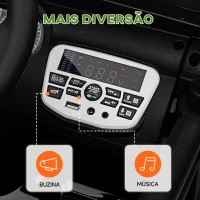 AIYAPLAY Carro Elétrico para Crianças com Bateria de 12V Controlo Remoto Faróis LED Buzina e Música 100x63x65 cm Preto(m-8)
