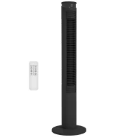 HOMCOM Ventilateur colonne 45W ventilateur tour télécommande, minuterie, oscillant à 70°, mode veille et mode enfants, noir(m-10)