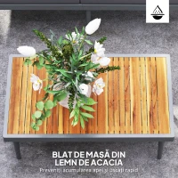 Outsunny Set de Mobilier de Grădină din 3 Piese cu 2 Canapele și Măsuță de Cafea, 184x75x71 cm, Gri(m-8)