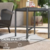 Outsunny Lot de 2 tables basse gigogne de jardin tables basses de jardin avec plateau en verre trempé, cadre en aluminium noir(m-6)