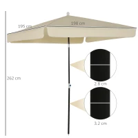 Outsunny Umbrela de Gradina cu acoperis patrata Rglabila si Portabila, Crem 2x2m(m-3)