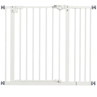 PawHut Barrière de sécurité animaux porte fermeture automatique système de double verrouillage sans perçage 1 extension blanc(m-11)