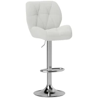 HOMCOM Scaun de Bar Pivotant cu Tapițerie din Piele Artificială, Scaun de Bucătărie cu Spătar și Înălțime Reglabilă, 47x49x90-111 cm, Alb(m-1)