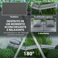 Outsunny Baloiço de Jardim de 2 Lugares Convertível em Cama com Toldo Ajustável Proteção UV30+ e Almofadas 142x130x168 cm Cinzento Escur(m-6)