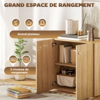 HOMCOM Buffet Commode Placard Meuble de Rangement dossiers pour Salon, Bureau, Salle à manger avec 2 Portes et étagères en Bois chêne Clair(m-4)