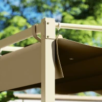 Outsunny Pergolă de Grădină cu Acoperiș Retractabil și Sistem de Prindere Magnetic, 298x297x221 cm, Kaki(m-9)