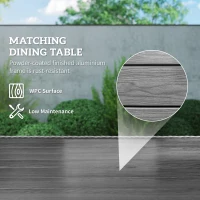 Outsunny Rattan Dining Set with Seat and Back Cushions, 6 Seater Garden Furniture Set with Aluminium Frame, 6 Chairs, WPC Top Rectangle Table, Conservatory Wicker Patio Furniture, Grey(m-7)