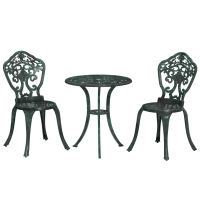 Outsunny Ensemble bistrot pour jardin en aluminium salon de jardin 3 pièces 2 chaises + table ronde imitation fer forgé
