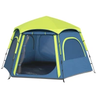 Outsunny Tenda de Campismo para 2-3 Pessoas Dobrável com Fácil Instalação e Bolsa de Transporte 280x240x155 cm Azul e Verde(m-11)