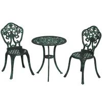 Outsunny Ensemble bistrot pour jardin en aluminium salon de jardin 3 pièces 2 chaises + table ronde imitation fer forgé(m-11)