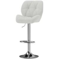 HOMCOM Scaun de Bar Pivotant cu Tapițerie din Piele Artificială, Scaun de Bucătărie cu Spătar și Înălțime Reglabilă, 47x49x90-111 cm, Alb(m-10)