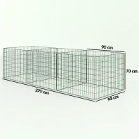 Outsunny Compostbak 1680 Liter, 270 x 90 x 70 cm, 3-delig, van Staal, Weerbestendig, Groen(m-3)