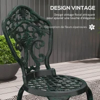 Outsunny Ensemble bistrot pour jardin en aluminium salon de jardin 3 pièces 2 chaises + table ronde imitation fer forgé(m-4)