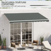 Outsunny Panza de inlocuire pentru Copertina Retractabila, cu Protectie UV 30+, 3.82x2.4 m, Gri(m-6)