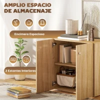 HOMCOM Aparador de Salón con 2 Puertas Armario Auxiliar con 2 Estantes para Libros Ropa Juguetes Estilo Moderno 70x39x70 cm Madera Natural(m-4)