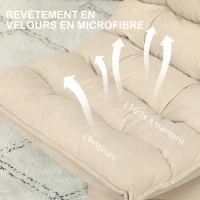 HOMCOM Fauteuil relax fauteuil salon design capitonné inclinaison dossier réglable pivotant 360° revêtement lin beige(m-6)