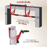 SPORTNOW Barra de Elevação Multifuncional Barra de Elevação de Parede Carga 150 kg para Exercícios e Treino Vermelho e Preto(m-5)
